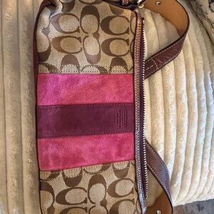 Coach Signature Shoulder Bag in Pink and Tan